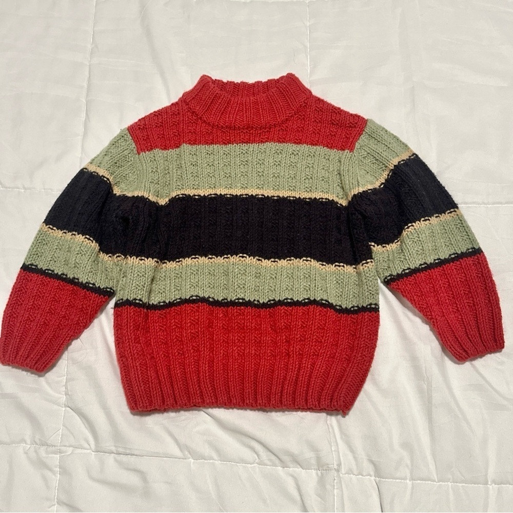 VTG GYMBOREE BOY 3T Color Block WOOL Blend SWEATER Preppy Xmas Y2K Holiday Japan